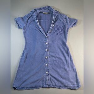 Women's Blue Button-Up Dress
